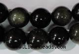 COB256 15.5 inches 14mm round golden obsidian beads wholesale