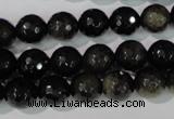 COB265 15.5 inches 10mm faceted round golden obsidian beads