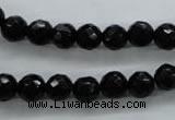 COB353 15.5 inches 8mm faceted round black obsidian beads