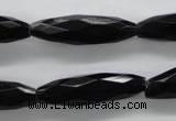 COB378 15.5 inches 8*30mm faceted rice black obsidian beads