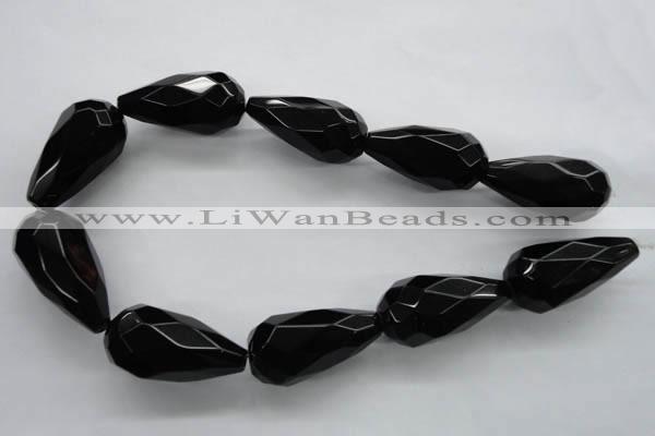 COB385 15.5 inches 18*35mm faceted teardrop black obsidian beads