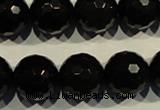 COB456 15.5 inches 16mm faceted round black obsidian beads