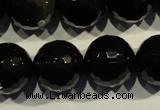 COB457 15.5 inches 18mm faceted round black obsidian beads