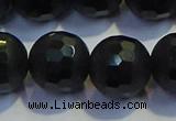 COB478 15.5 inches 16mm faceted round matte black obsidian beads