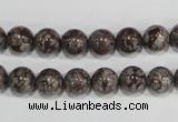 COB552 15.5 inches 8mm round red snowflake obsidian beads wholesale