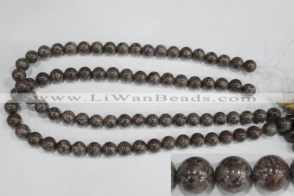 COB553 15.5 inches 10mm round red snowflake obsidian beads wholesale