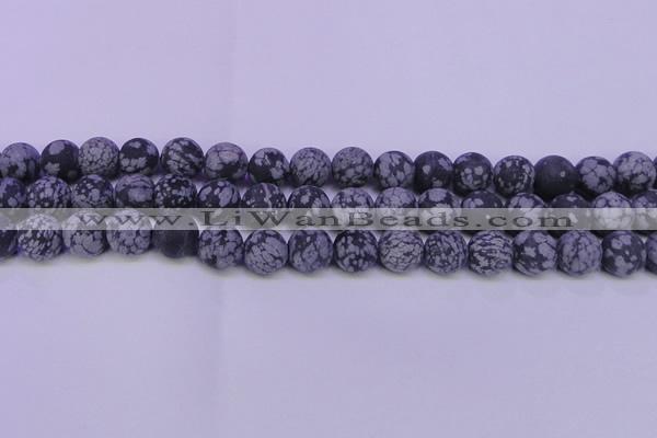 COB564 15.5 inches 12mm round matte snowflake obsidian beads