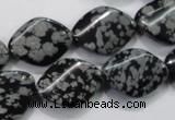 COB57 15.5 inches 15*20mm twisted oval Chinese snowflake obsidian beads