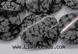 COB59 22*26mm twisted rectangle Chinese snowflake obsidian beads