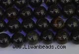 COB651 15.5 inches 6mm round gold black obsidian beads wholesale