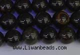 COB652 15.5 inches 8mm round gold black obsidian beads wholesale