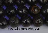 COB653 15.5 inches 10mm round gold black obsidian beads wholesale