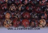 COB661 15.5 inches 6mm round red snowflake obsidian beads