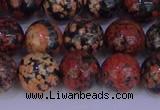 COB665 15.5 inches 14mm round red snowflake obsidian beads