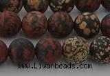 COB673 15.5 inches 10mm round matte red snowflake obsidian beads