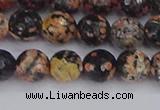 COB678 15.5 inches 8mm faceted round red snowflake obsidian beads