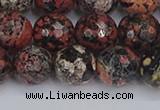 COB680 15.5 inches 12mm faceted round red snowflake obsidian beads