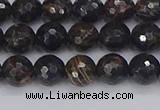 COB685 15.5 inches 6mm faceted round golden black obsidian beads