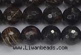 COB687 15.5 inches 10mm faceted round golden black obsidian beads