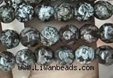 COB690 15.5 inches 4mm faceted round Chinese snowflake obsidian beads