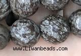 COB694 15.5 inches 12mm faceted round Chinese snowflake obsidian beads