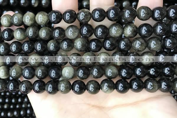 COB767 15.5 inches 8mm round golden obsidian beads wholesale