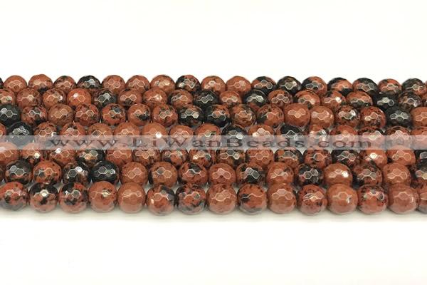 COB775 15 inches 6mm faceted round mahogany obsidian beads