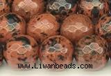 COB776 15 inches 8mm faceted round mahogany obsidian beads