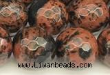 COB778 15 inches 12mm faceted round mahogany obsidian beads