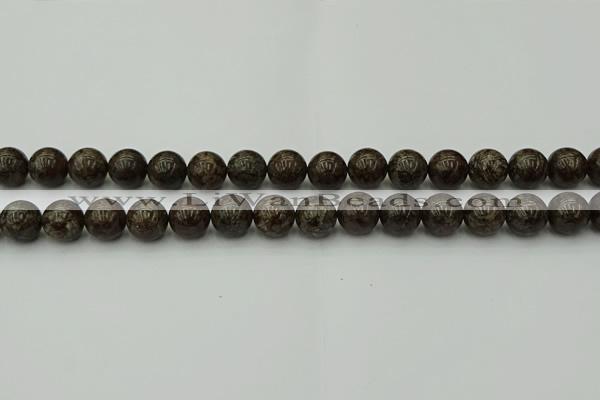 COB803 15.5 inches 10mm round red snowflake obsidian beads