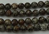 COB810 15.5 inches 4mm faceted round red snowflake obsidian beads