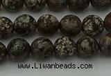 COB812 15.5 inches 8mm faceted round red snowflake obsidian beads