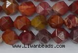 COJ1001 15.5 inches 6mm faceted nuggets red porcelain jasper beads