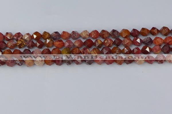 COJ1001 15.5 inches 6mm faceted nuggets red porcelain jasper beads