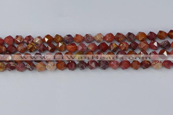 COJ1002 15.5 inches 8mm faceted nuggets red porcelain jasper beads