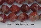 COJ1007 15.5 inches 8mm faceted nuggets pomegranate jasper beads