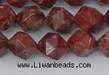 COJ1008 15.5 inches 10mm faceted nuggets pomegranate jasper beads