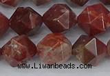 COJ1009 15.5 inches 12mm faceted nuggets pomegranate jasper beads