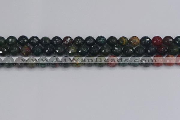 COJ312 15.5 inches 8mm faceted round Indian bloodstone beads