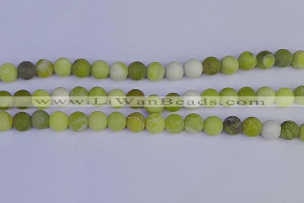 COJ404 15.5 inches 12mm round matte olive jade beads wholesale