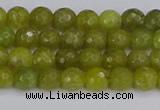 COJ408 15.5 inches 4mm faceted round olive jade beads