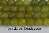 COJ409 15.5 inches 6mm faceted round olive jade beads