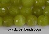 COJ411 15.5 inches 10mm faceted round olive jade beads