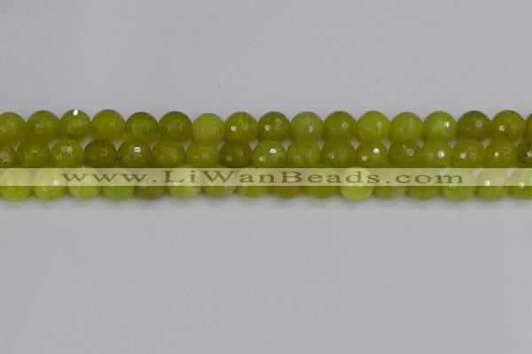 COJ411 15.5 inches 10mm faceted round olive jade beads