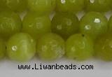 COJ412 15.5 inches 12mm faceted round olive jade beads