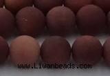 COJ474 15.5 inches 12mm round matte African blood jasper beads