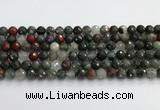 COJ485 15.5 inches 8mm faceted round blood jasper beads wholesale