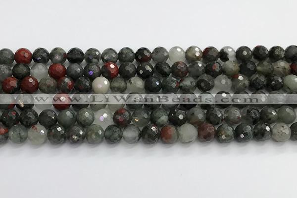 COJ485 15.5 inches 8mm faceted round blood jasper beads wholesale