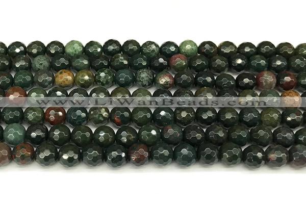 COJ500 15 inches 6mm faceted round Indian bloodstone jasper beads