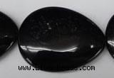 CON55 15.5 inches 30*40mm flat teardrop black onyx gemstone beads